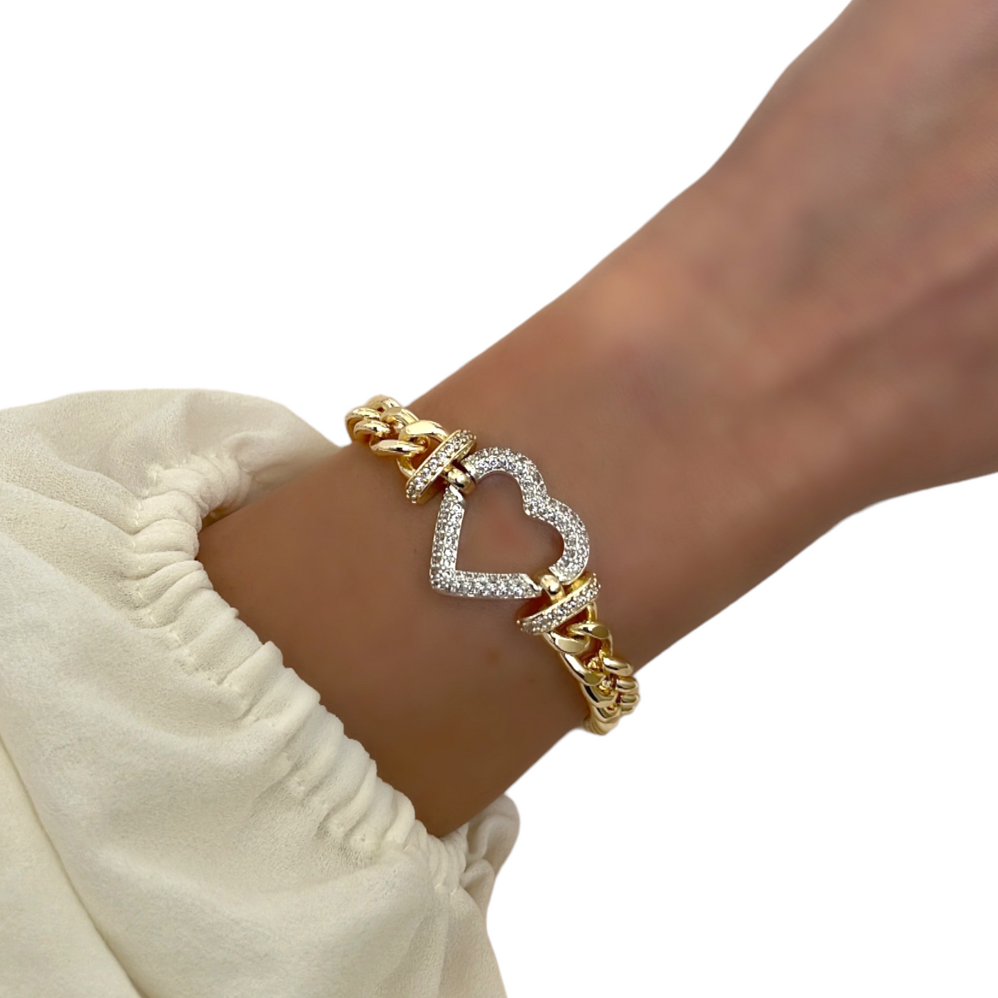Silver and Gold heart Bracelet